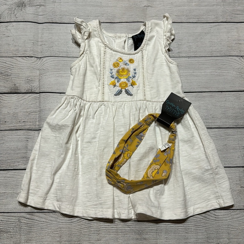 Cynthia Rowley Cream Embroidered Sleeveless Top & Headband size 4T